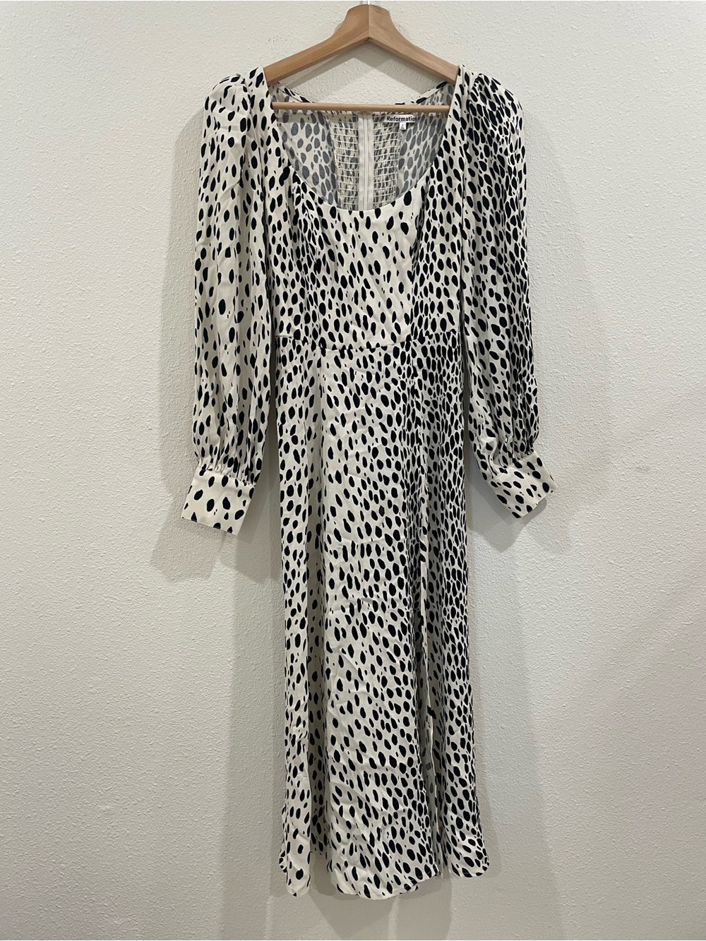 Reformation Alesia Dress Cream Cheetah  Leopard Animal Print Midi Dress Size 0 - Picture 4 of 12